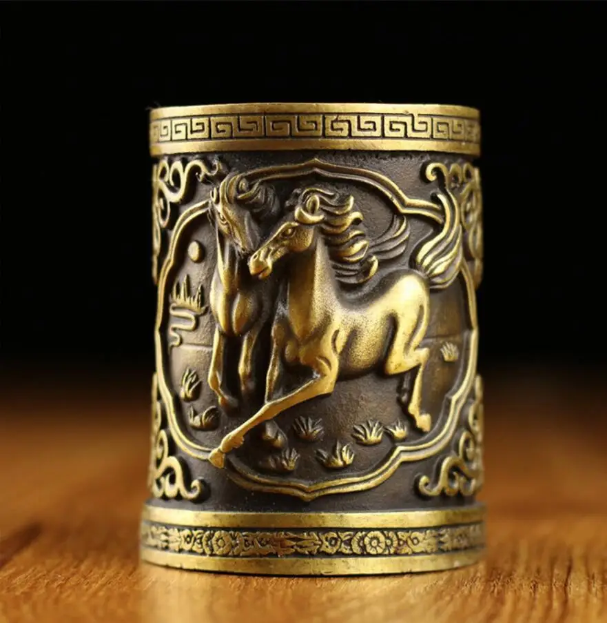Copper Statue Pure copper Eagle dragon horse pen holder antique ornament | Statues &amp Sculptures