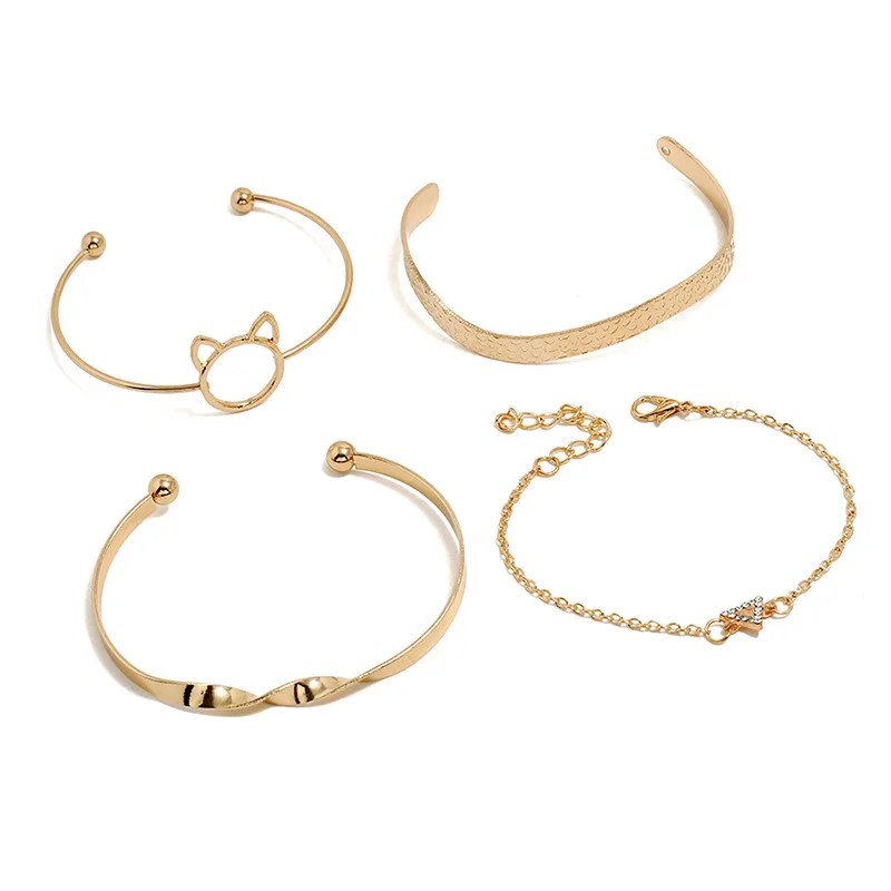 

4pcs set Fashion Bracelets Bangles for Women simple geometric jewelry bracelet