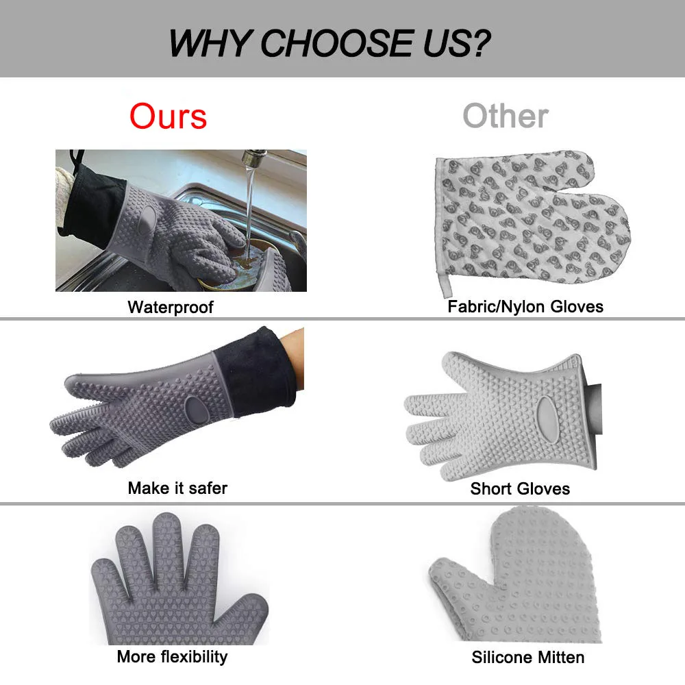 Термостойкие перчатки для духовки 1 шт. силиконовые гриля барбекю кухонные