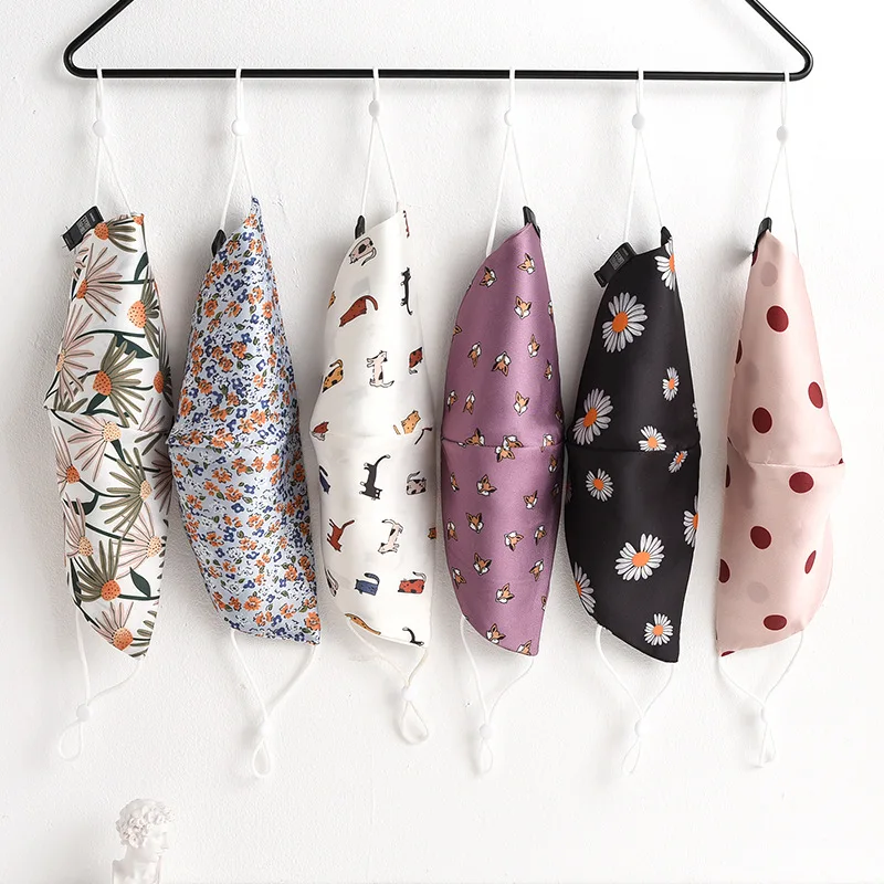 

Маска женская шелковая, с принтом, многоразовая, для защиты от солнца и пыли