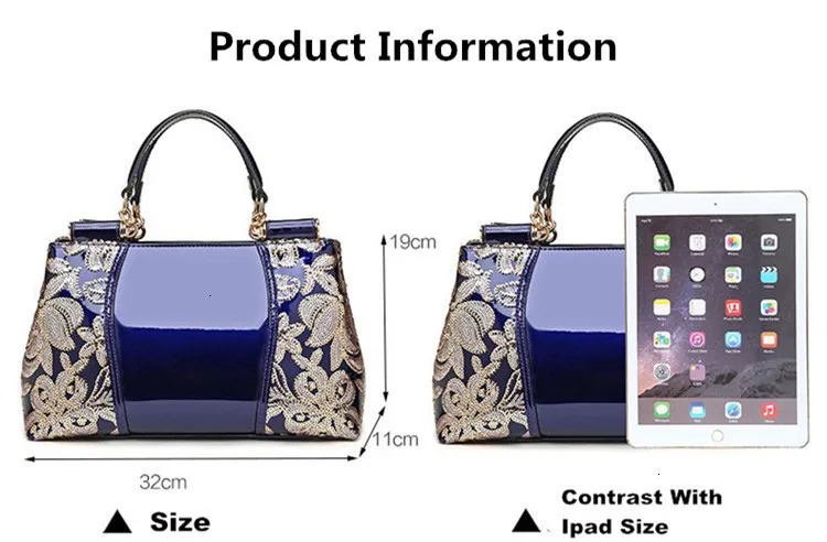 

Luxury Patent Leather Bag Top Handle Shoulder Handbag High Quality Designer Women Purse