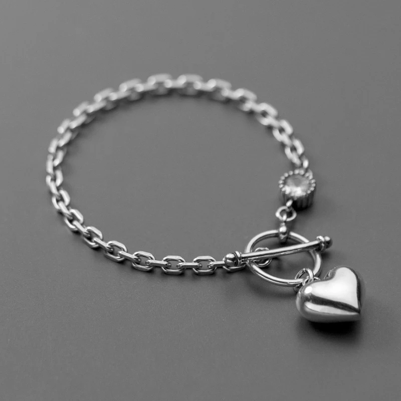 Colusiwei Vintage 925 Sterling Silver Sparkling CZ Love Hearts Round Chain Charm Bracelet Bangle for Women Original Jewelry | Украшения и