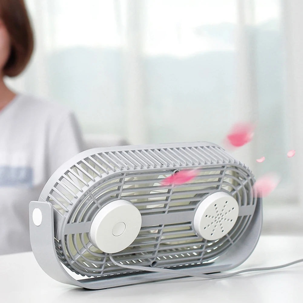 

Car Travel Mini Fan USB Charging Portable 360 Rotation Office Durable Double Head Cooling Desktop Silent Aromatherapy Summer