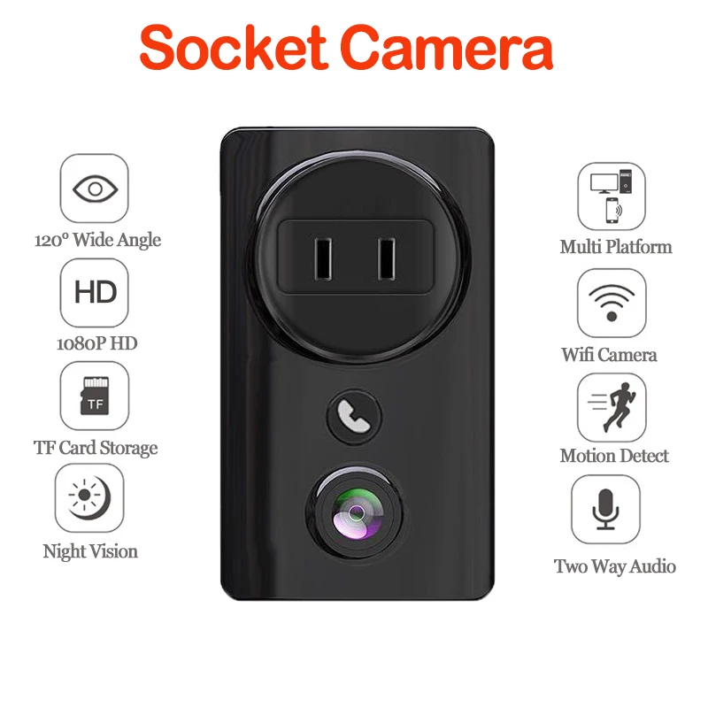 

скрытая камера Розетка камеры стены WI-FI 180 ° панорамный CCTV Камеры Скрытого видеонаблюдения домашней безопасности 1080P Зарядное устройство ад...