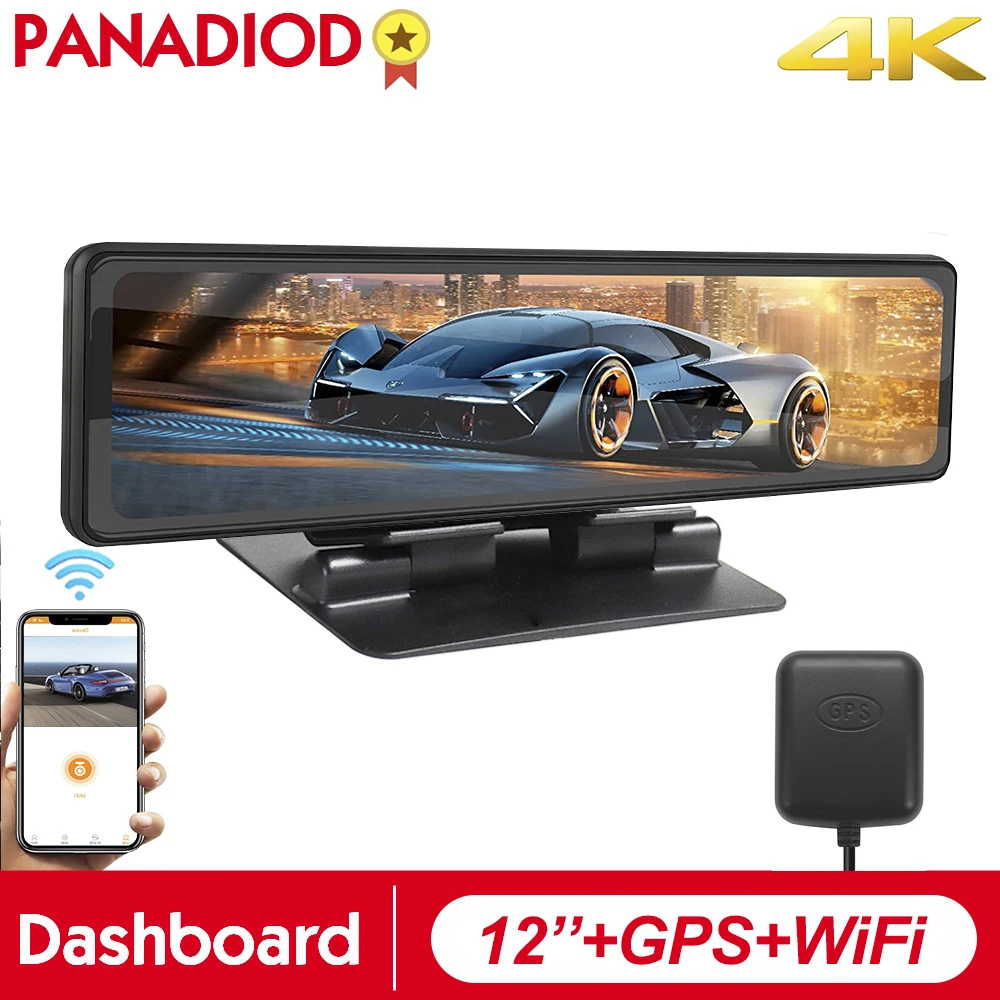 Автомобильное зеркало заднего вида 12 дюймов 4K 2160P Wi-Fi GPS | Автомобили и мотоциклы