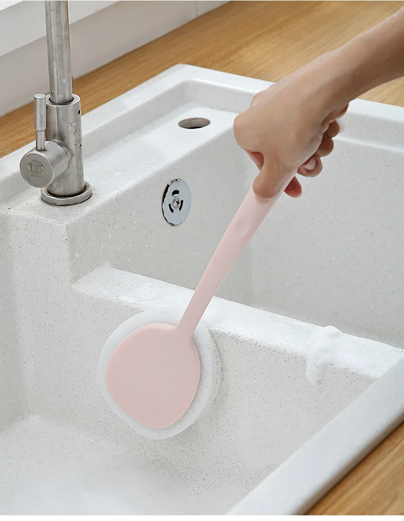 

Handle Scouring Pad Velcro Decontamination Brush Bathroom Tile Kitchen Brush Bathtub Brush Sponge Long Handle Brush Cleaning