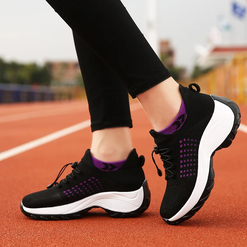 

2020 Autumn Women Flat Platform Sneakers for Women Breathable Mesh Sneakers Shoes Spring Ladies Laces for Sock Sneakers