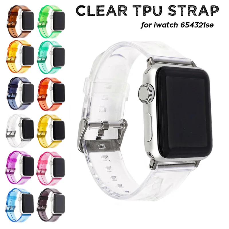 

Ремешок из мягкого ТПУ для Apple Watch Band iWatch 38 мм 42 мм 40 мм 44 мм, резиновый браслет для наручных часов с адаптерами