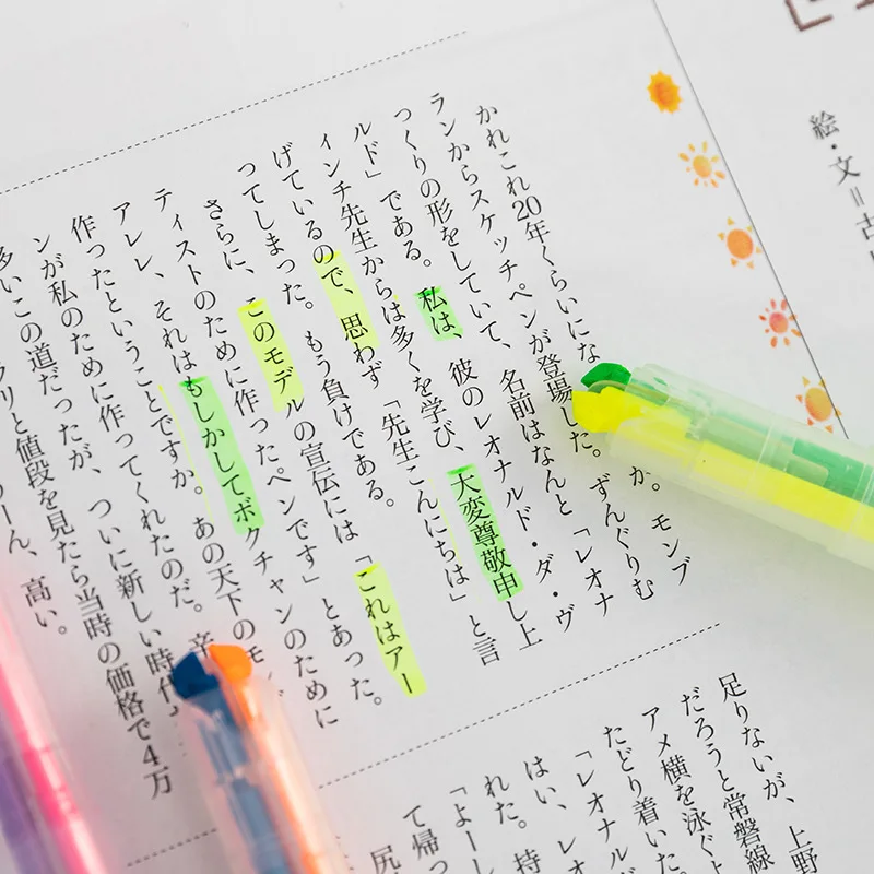 3Pcs/set Creative Highlighter Two-color Two-line Art Marker Brush Novel Diary Journal Drawing Pen Student Stationery Supplies | Канцтовары