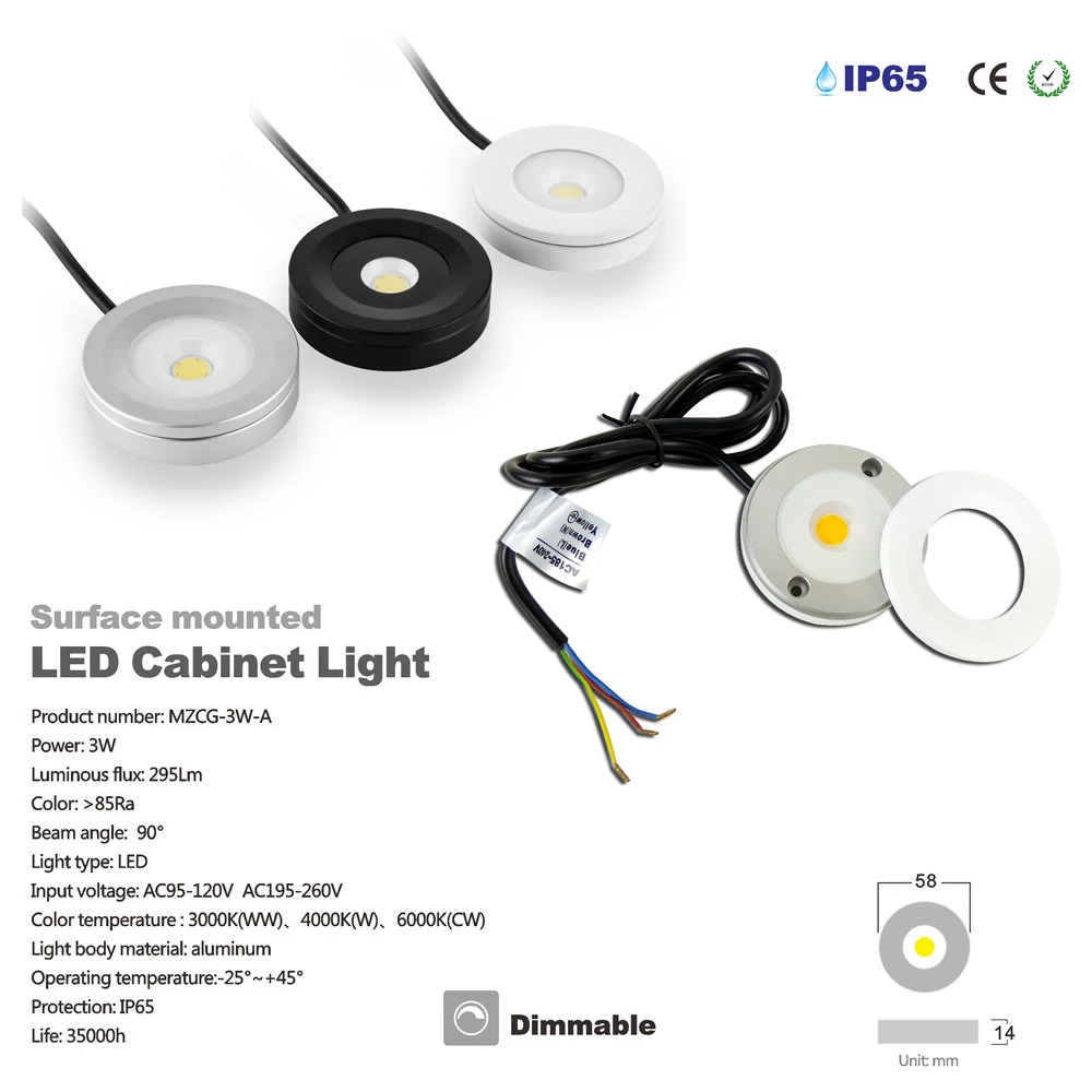 ip65 aluminum under cabinet light 3w led dimmable wardrobe night lamp kitchen counter bedroom closet cupboard lighting 220v 110v free global shipping