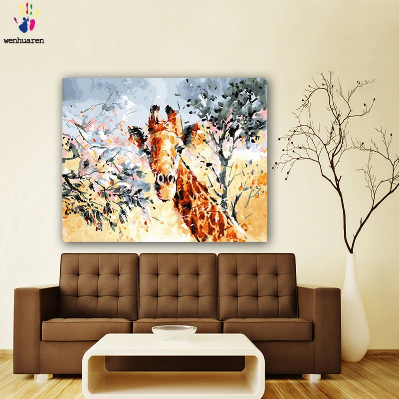 

DIY colorings pictures by numbers with colors The giraffe picture drawing painting by numbers framed Home