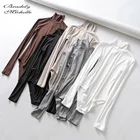 Женское трикотажное боди с высоким воротником и длинным рукавом