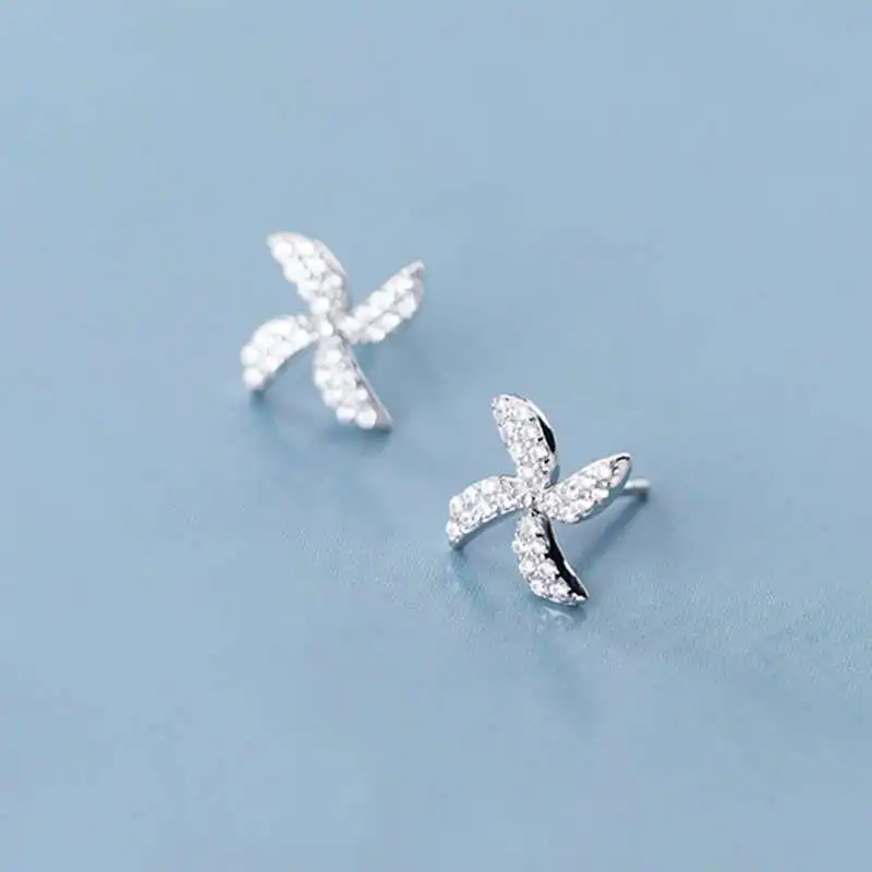 

PONYKISS Trendy S925 Sterling Silver windmill Zircon Stud Earrings for Women Party Elegant Fine Jewelry Accessories girls Gift