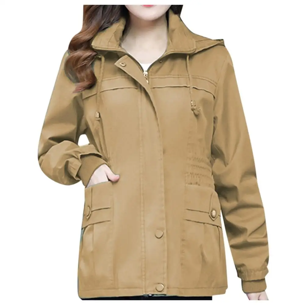 CAMEL Плюс Размер 6XL толстовки ветровка куртки женские зимние модные однотонные с капюшоном с длинным рукавом лобовое стекло молния карманы пальто 5 - Цвет: CAMEL