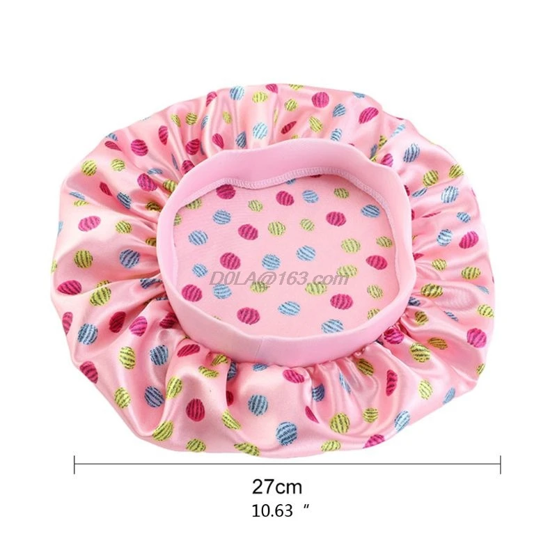 Cute Pattern Bonnet Night Sleep Cap for Children Kids Satin Wide-brimmed Elastic Turban Chemo Hat Girl boy Hair Care Accessories | Детская