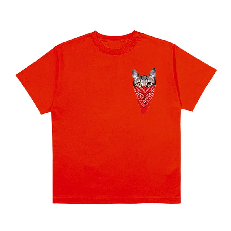 

Cute Cat Women O-neck Pullover Cotton T-shirt Loose Print T-shirt European American Style Tops Casual Hipster Women Clothing
