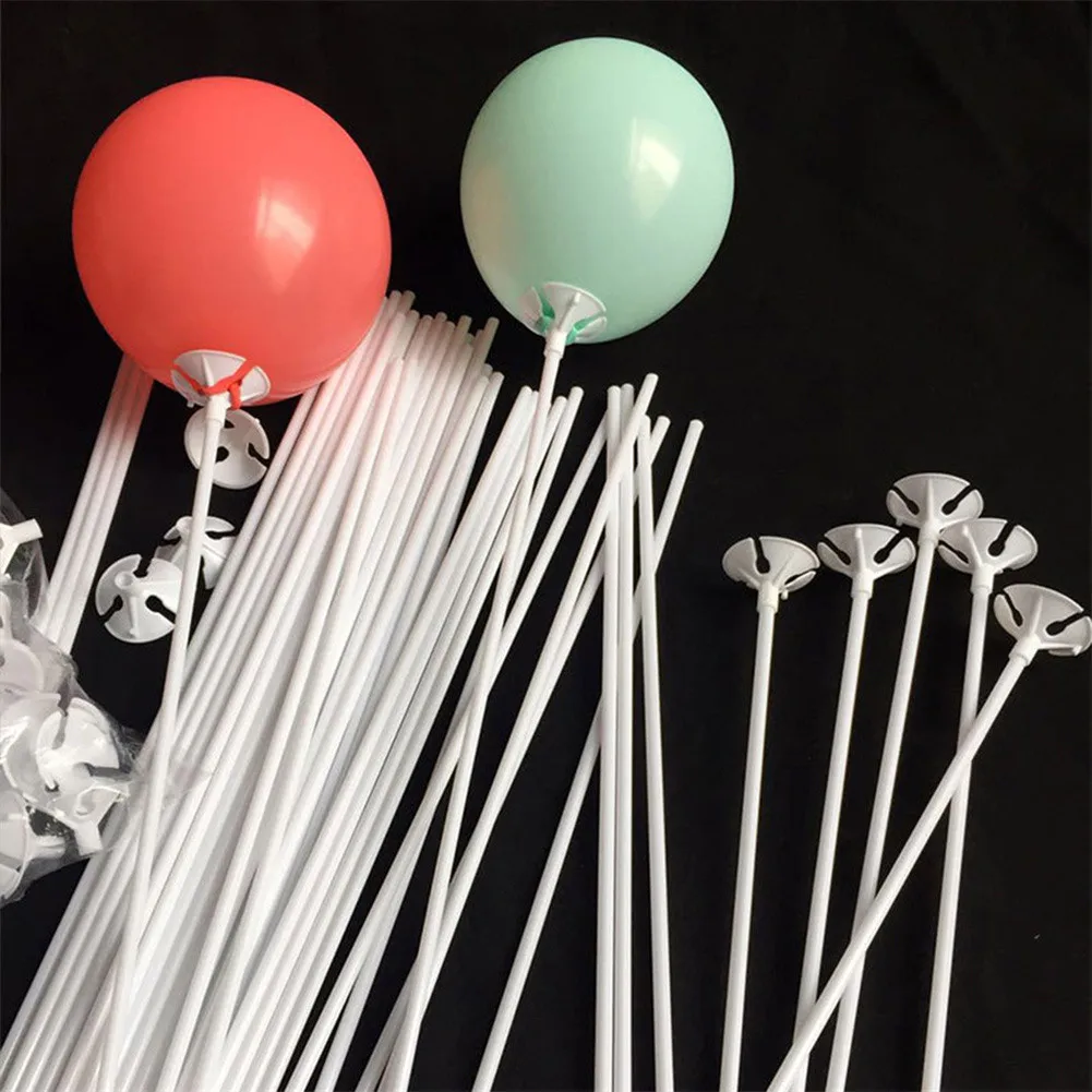 

100Set Balloon Sticks Plastic White Balloon Holder With Cups For Wedding Party Balloon Holders Hanger 30cm Parties Festivals New