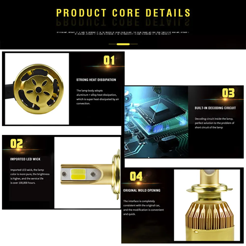 Автомобильный головной светильник H4 светодиодный H7 лампы 6000K H1 H3 H8 H11 9005 HB3 9006 HB4 880