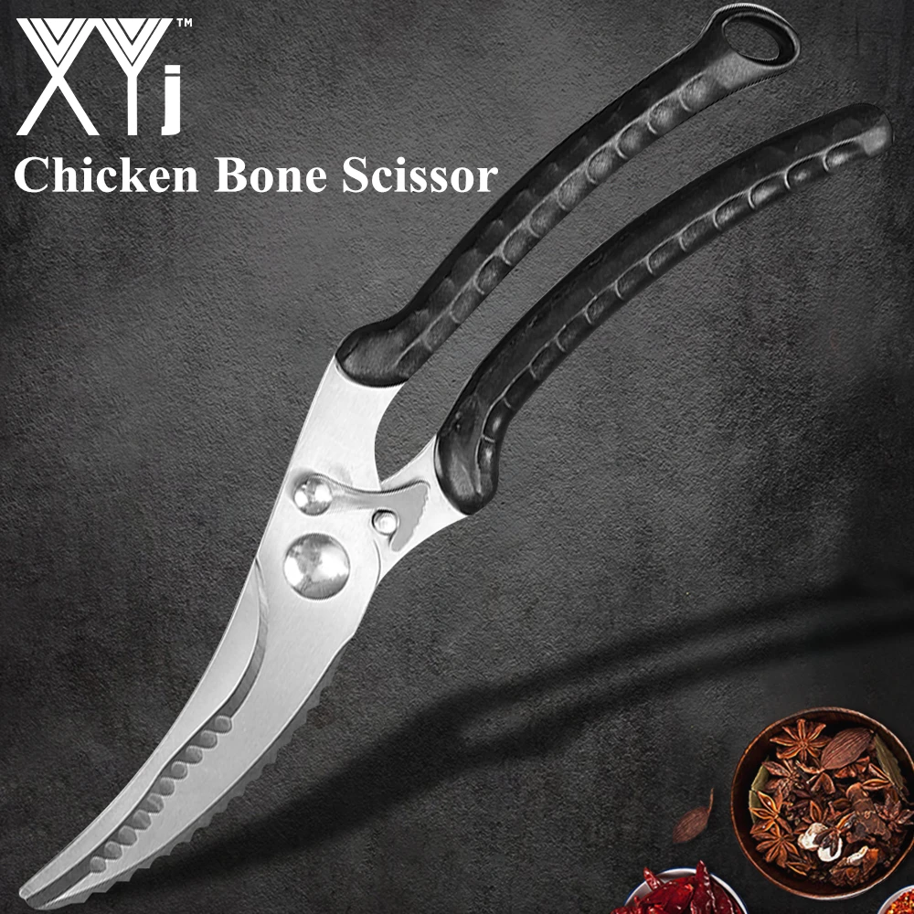 

XYj Chicken Bone Scissor Shear Stainless Steel Plastic Handle Cutter Kitchen Chef BBQ Roast Korea Style Meat Fish Cooking Tools
