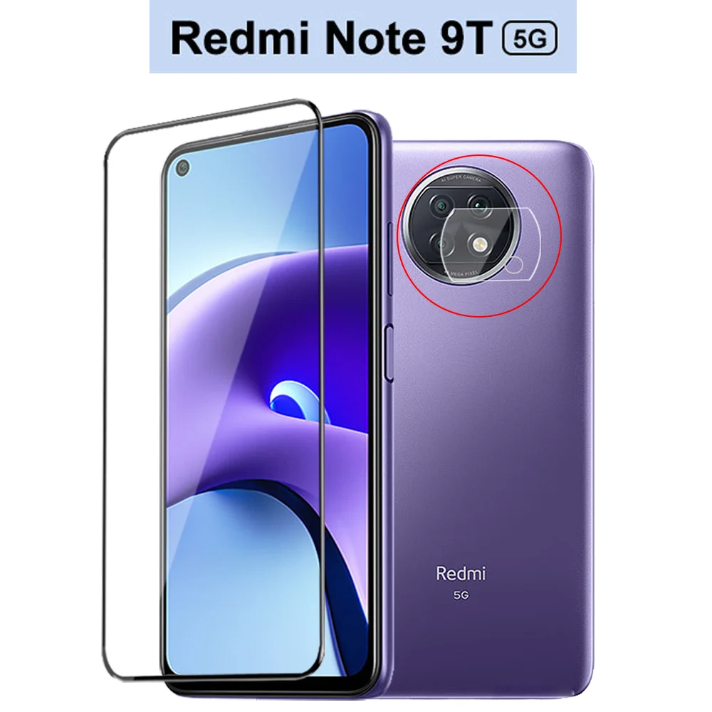 

Note 9T Case with Ring Holder for Xiaomi Redmi Note 9T 5G Rubber Phone Cover, Glass + Case Redmi-Note 9T Pro 9S 9Pro 9A 9C