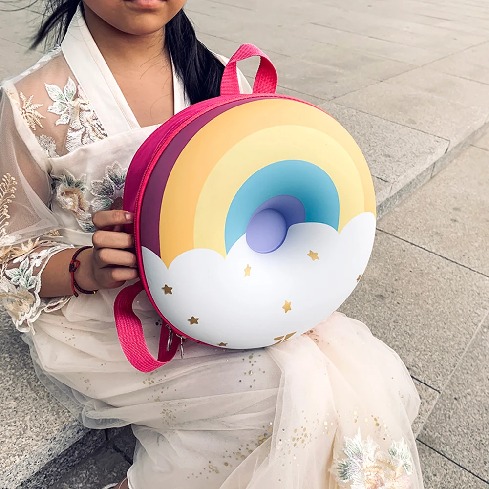Детский Радужный рюкзак с милым пончиком, Повседневная сумка для учебников для детского сада и школы, с мультяшным рисунком для студентов