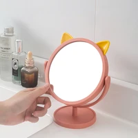 cartoon makeup mirror table decoration desktop cat ears dressing mirror use for bathroom travel ordinary rotating beauty mirror