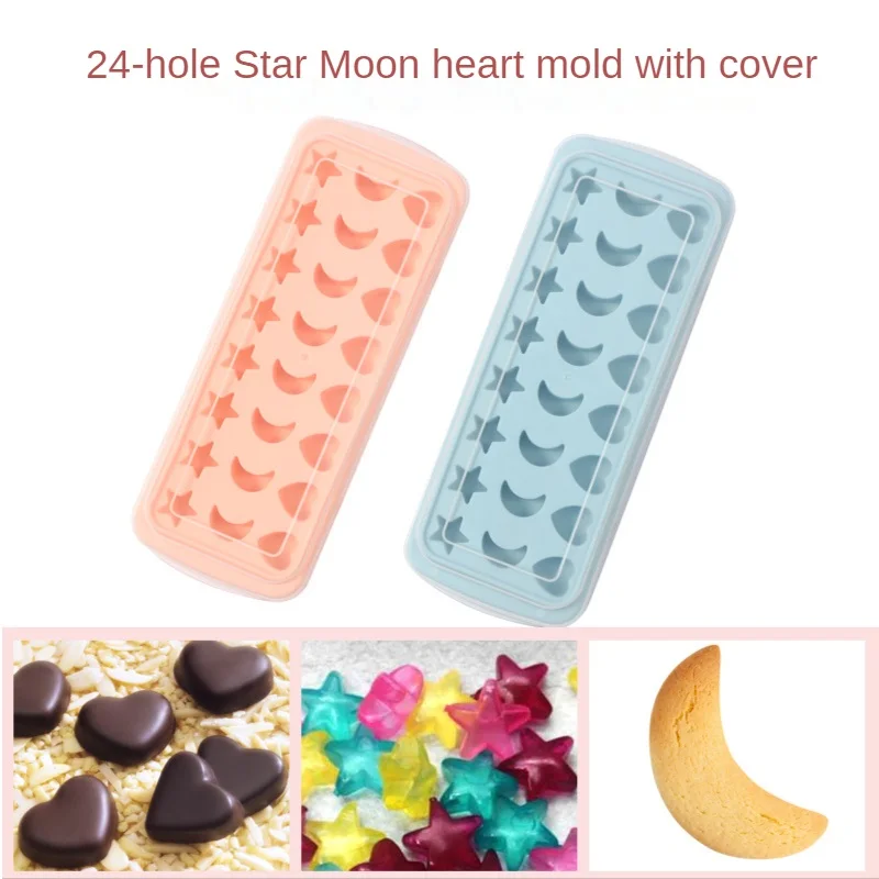 

24 Grid Silicone Chocolate Mold, Food Silicone DIY Star Moon Heart Fondant Mold for Baking,Cocoa,Cake,Jelly,Candy,Fudge,Pudding