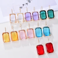 7 colors big famale earings 2022 colorful geometric crystal zircon dangel earring for women gilrs weeding accessories jewelry
