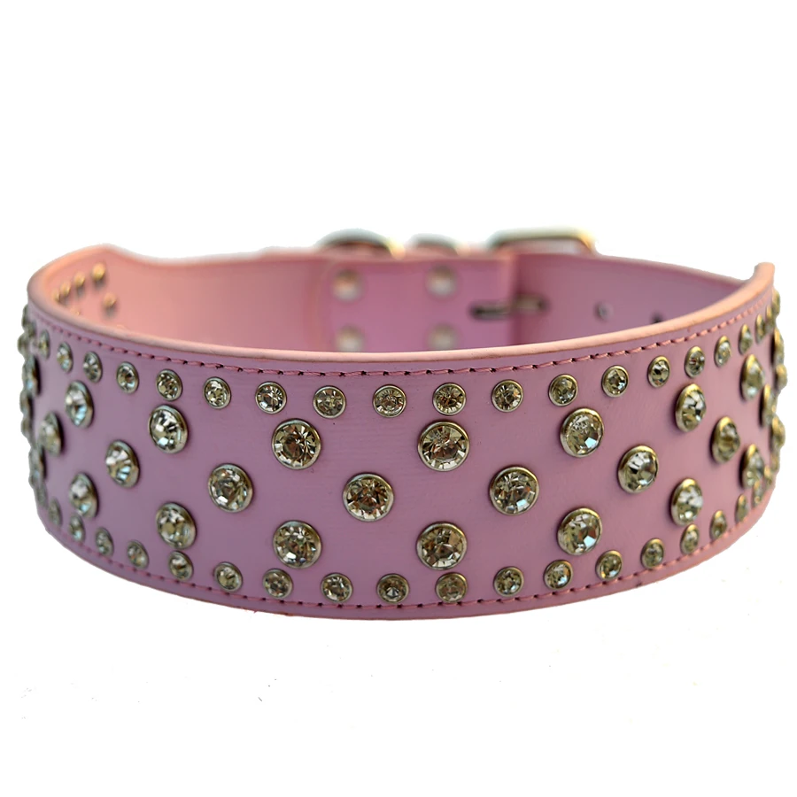 Горный хрусталь Ошейник 2 дюймов широкий кожаный ошейник для больших собак