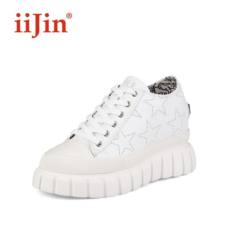 baratas 2021 Primavera Novo Grosso-sola De Baixo-topo Casual Sapatos De Caminhada Esportes Altura Aumentando Tênis Feminino Lady Zapatos Mujer