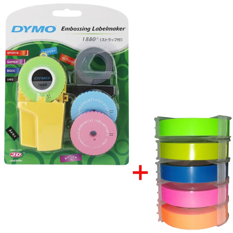 Package D Dymo 1880 руководство по изготовлению этикеток для 9 мм(3/8 '') 3D тиснение пластиковых пвх этикеток для Dymo DIY ручной принтер этикеток - Цвет: Package D
