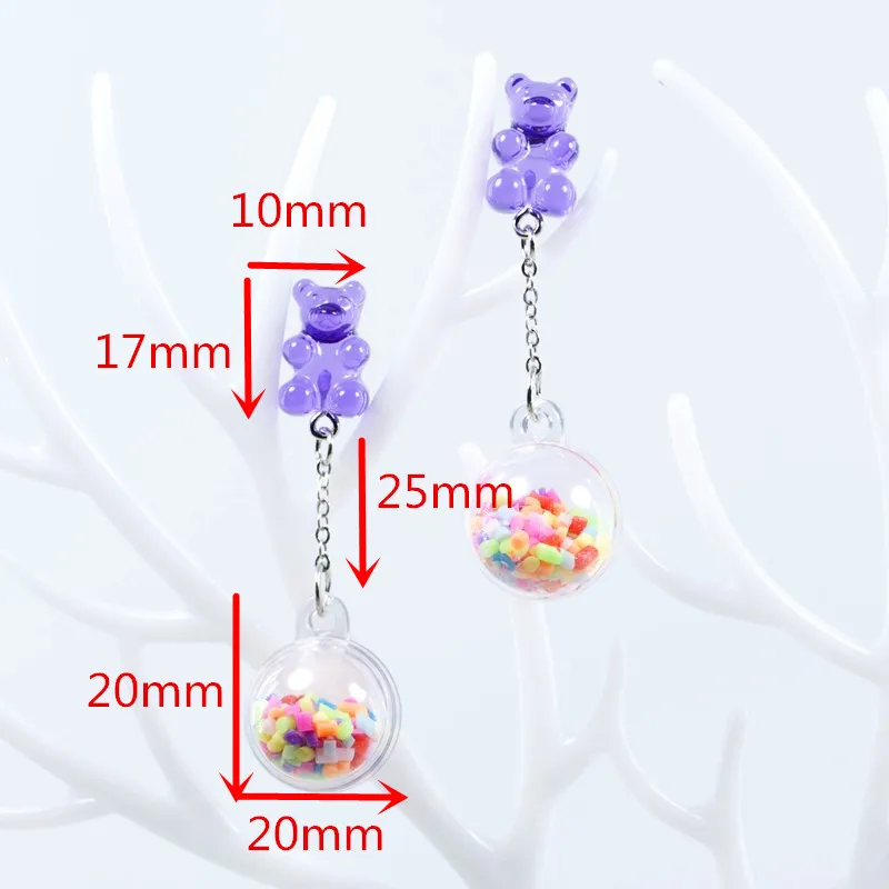 1Pair Women Stud Earring  Multicolour Resin  Charms with Gummy Bear and  Ball  Fashion Jewelry Gift images - 6