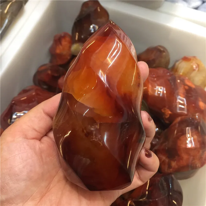 100% Natural Red Agate Crystal Flame Shape Standing Stone Carnelian Torches Gemstone Gifts Decoration | Дом и сад