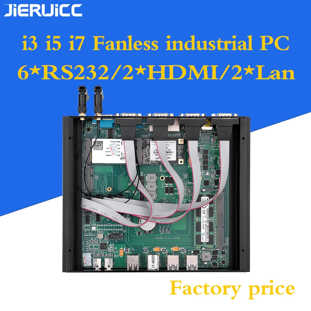 Cheap Industrial PC Fanless Intel Core I3 4010U i5 4200u i7 4500u NUC Barebone Mini with 6COM DUAL LAN Port 2 hdmi | Компьютеры и офис