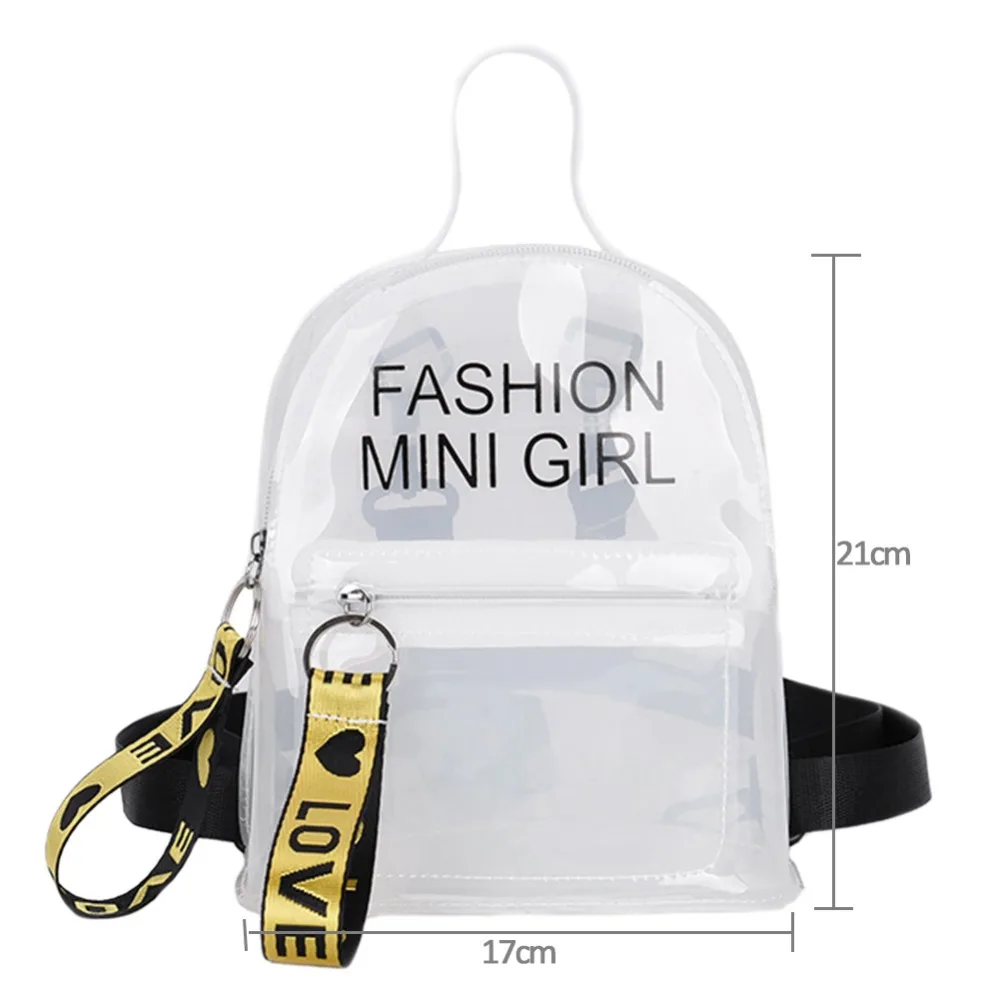 

Mini Transparent Women Backpacks Clear Transparent PVC Bags Teenager Girls Zipper School Backpack Travel Bag Mochila