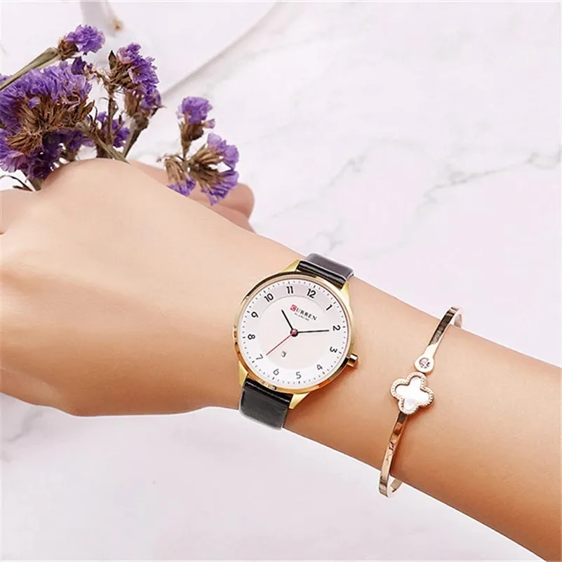 

CURREN Women's Watch Ultra Thin Leather Ladies Quartz Wristwatch Simple Digital Female Clock