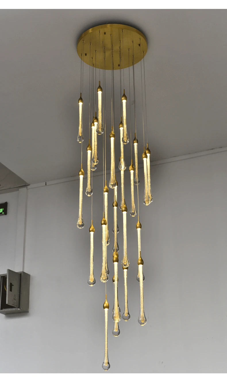 

Gold Water drop Crystal Creative Pendant Light European-style Luxury LED Lamps Moderm Glass Indoor Lighting Restaurant