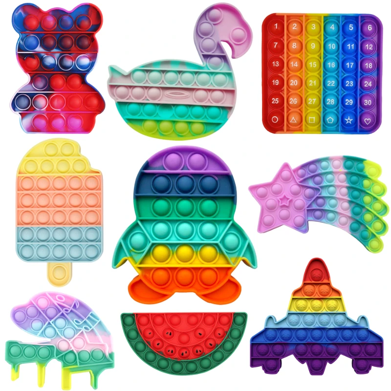 

Забавные Пузырьковые игрушки для взрослых и детей, снятие стресса, сенсорная игрушка, Радужный динозавр, пузырьковая сжимаемая игрушка для ...