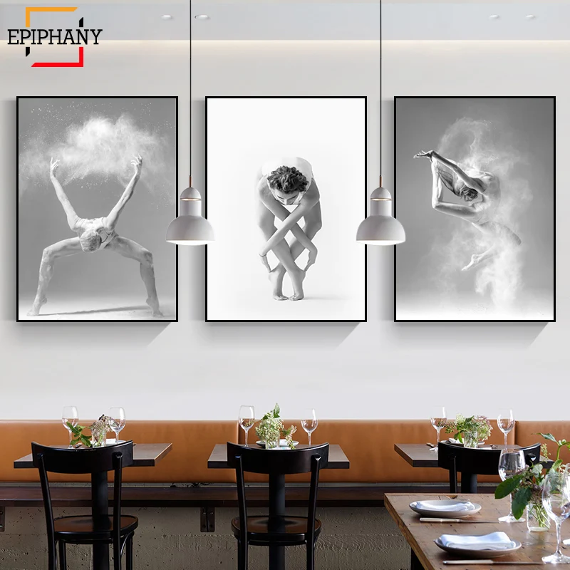 Картина на холсте настенный плакат в скандинавском стиле черно белый балетный