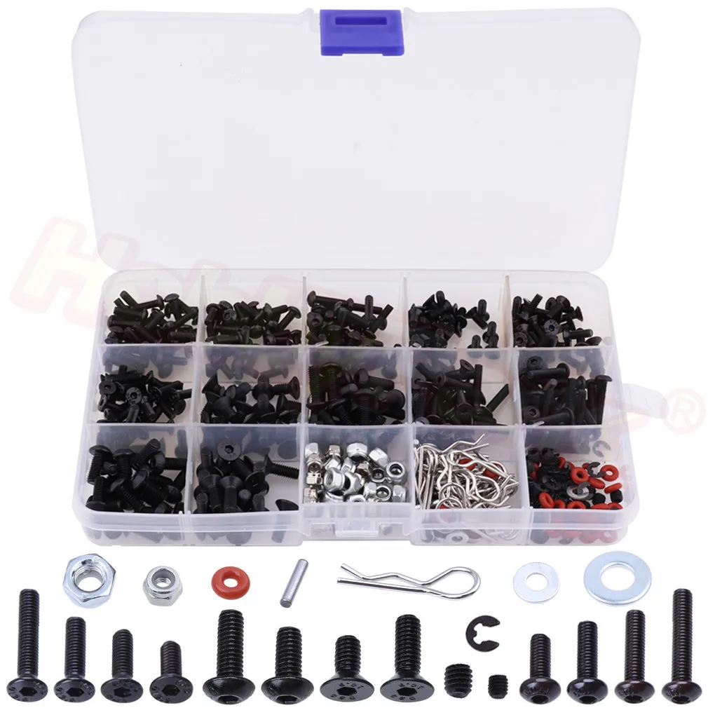 

500pcs Universal RC Screw Kit , Hardware Fasteners for Traxxas Axial Redcat HPI Arrma Losi 1/8 1/10 1/12 1/16 Scale RC Cars