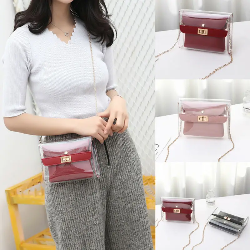 Новая женская прозрачная сумка через плечо кошелек с золотой цепочкой | Багаж и