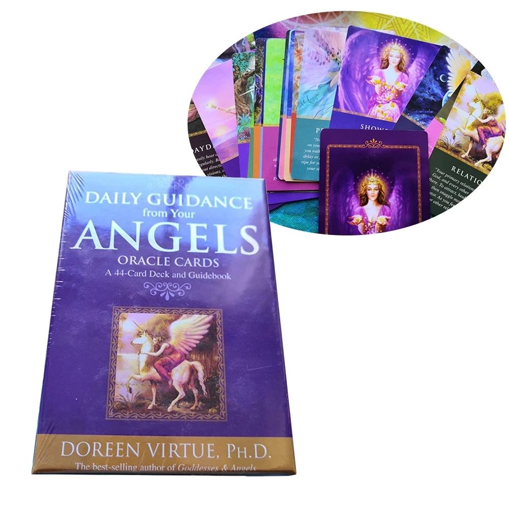 

44 Pcs Tarot Cards Daily Guidance Angel Oracle Card Deck Table Game for Playing Cards Board Game Entertainmen with book