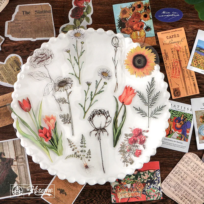 

Painting Stickers Vintage Plant Stickers Set DIY For Journal Scrapbook Planner Decor School Supplies