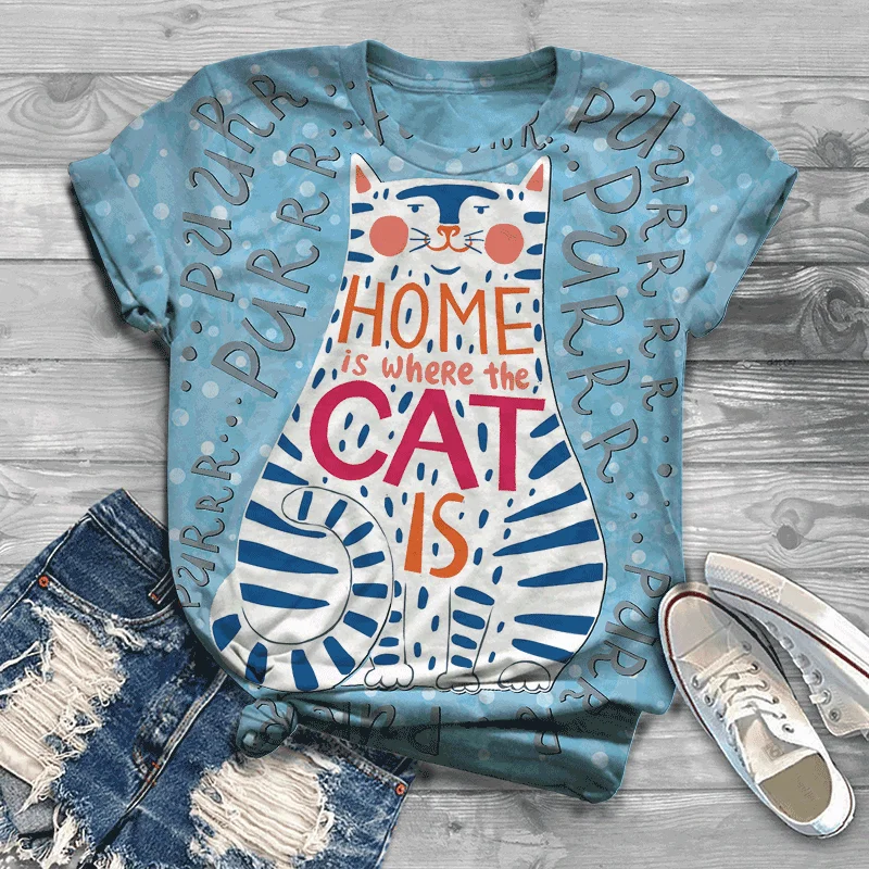 

New original elephant landscape small size plus size trendy shirt women short-sleeved printed top o-neck T-shirt 2021