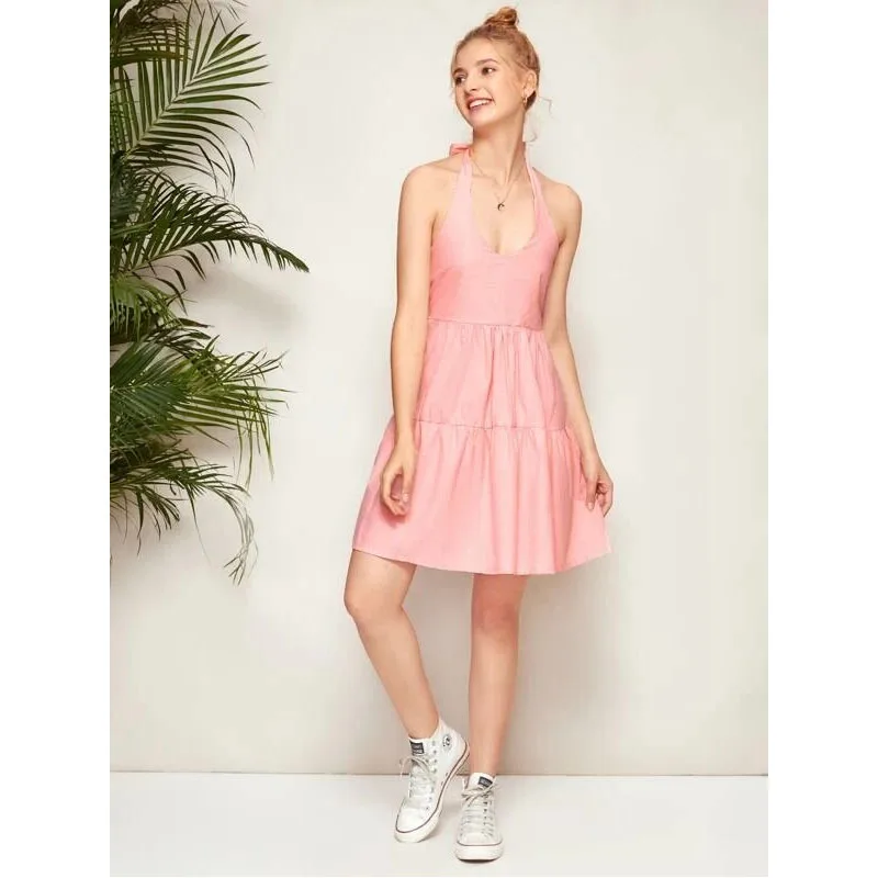 2020 новое платье женское летнее Холтер Бохо сексуальное с v-образным вырезом