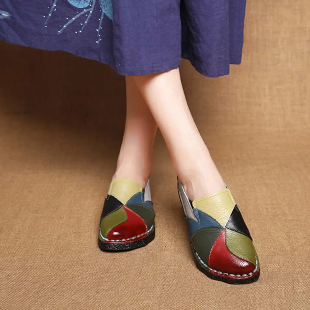 Женские мокасины на плоской подошве лоферы из натуральной кожи Балетки без