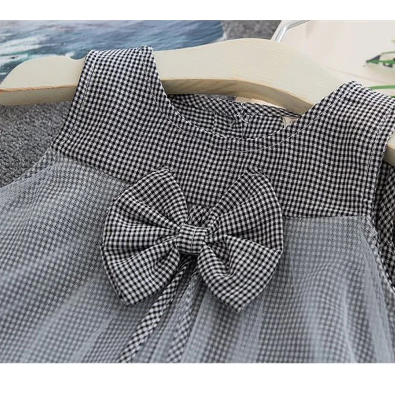 SISTERS Girls Bow-knot Design Mini Dress Children Baby Summer Style Fashion Short Sleeve Party Kids Clothes | Детская одежда и