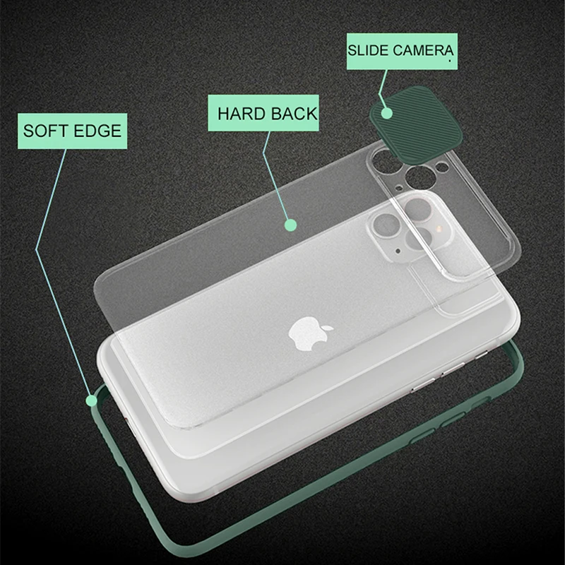 

10Pcs Camera Protection Phone Case For iphone 12 11 Pro Max Translucent Hard Cover For iphone 12Mini X XS Max XR 7 8 6 Plus SE2