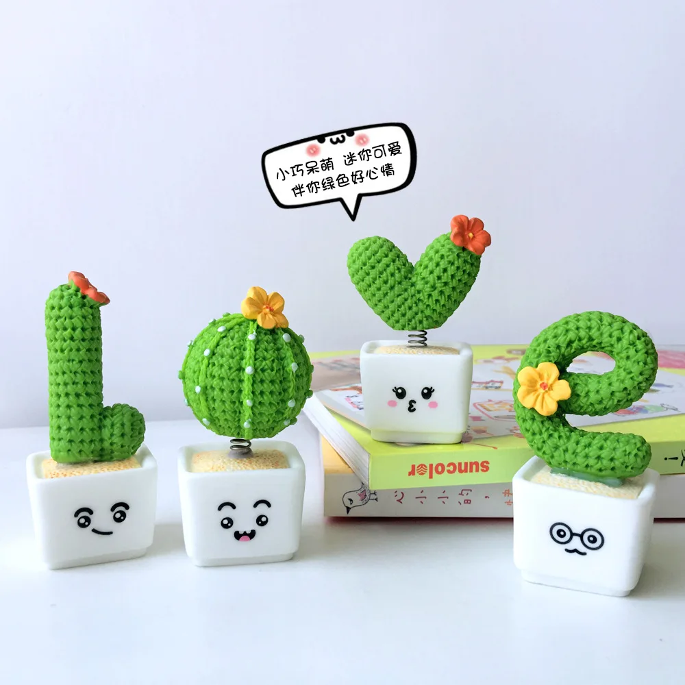 

Valentine Day Gift Creativity Cute Small Fresh Cactus Resin Plant Small Potted Car Ornaments Home Decor Table Window Decorations