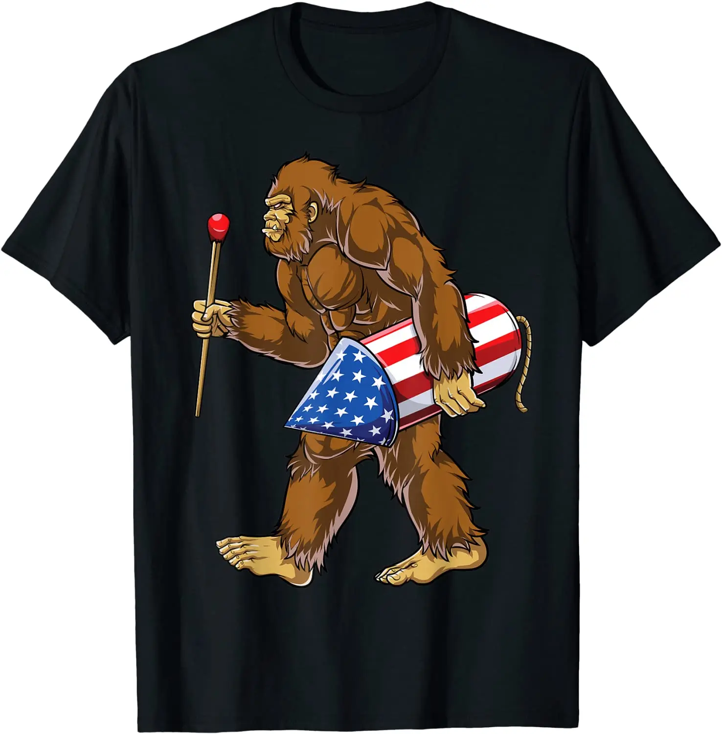 

Bigfoot Fireworks T Shirt 4th Of July Kids Boys Sasquatch T Shirt